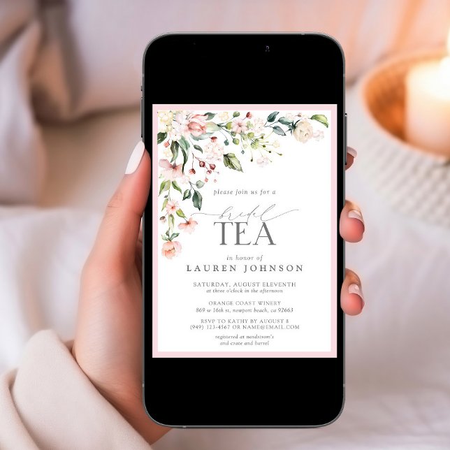 Elegant Bridal Tea Watercolor Floral Pink Shower Invitation (Creator Uploaded)