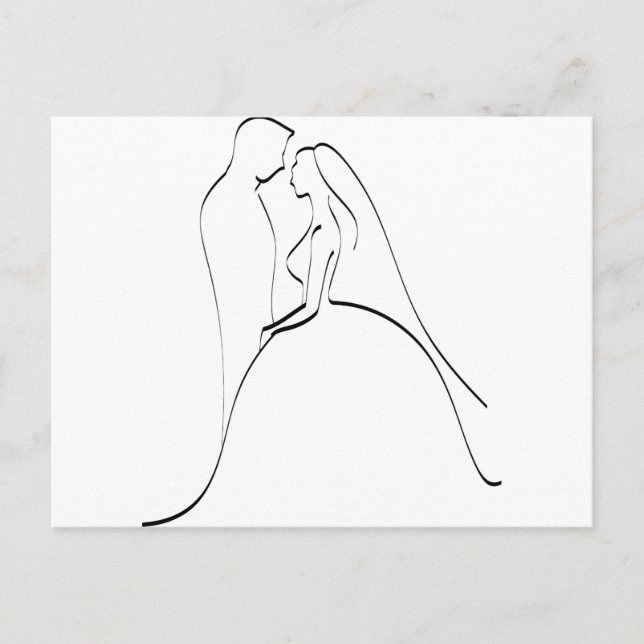 Elegant Bride and Groom Silhouette Template Postcard (Front)