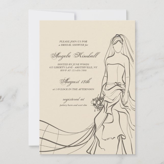 Elegant Bride Bridal Shower Invitation (Front)