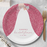 Elegant Bride Bridal Shower Magenta Paper Plate<br><div class="desc">A bride in her wedding dress over a white rose on a magenta (or any colour) background,  makes a beautiful addition to your bridal shower decor. MATCHING items in our store.</div>
