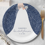 Elegant Bride Bridal Shower Navy Blue Paper Plate<br><div class="desc">A bride in her wedding dress over a white rose on a navy blue (or any colour) background,  makes a beautiful addition to your bridal shower decor. MATCHING items in our store.</div>