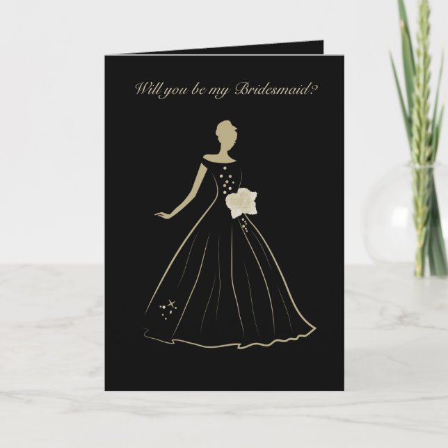 elegant Bride Bridesmaid Folded Greeting Card (Front)