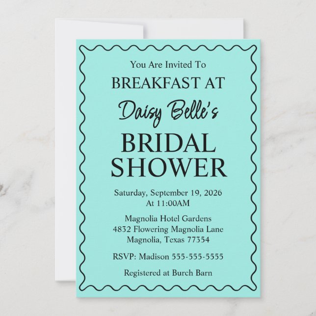 Elegant Bride & Co. Bridal Shower Teal Invitation (Front)