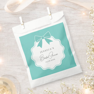 Elegant Bride & Co. Teal Blue Bow Bridal Shower Favour Bag