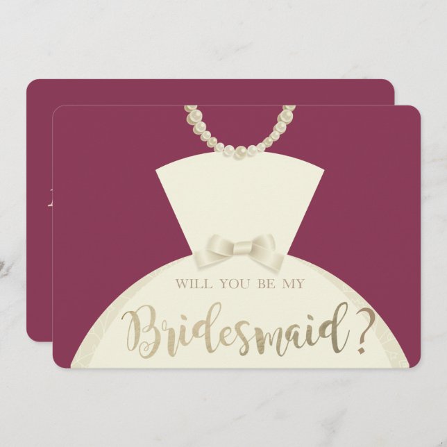 Elegant, Bride Dress Bridesmaid Card (Front/Back)