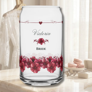 Elegant Bride Gift Autumn Burgundy Wedding Can Glass
