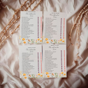 Elegant Bride & Groom Bridal Shower Game Card