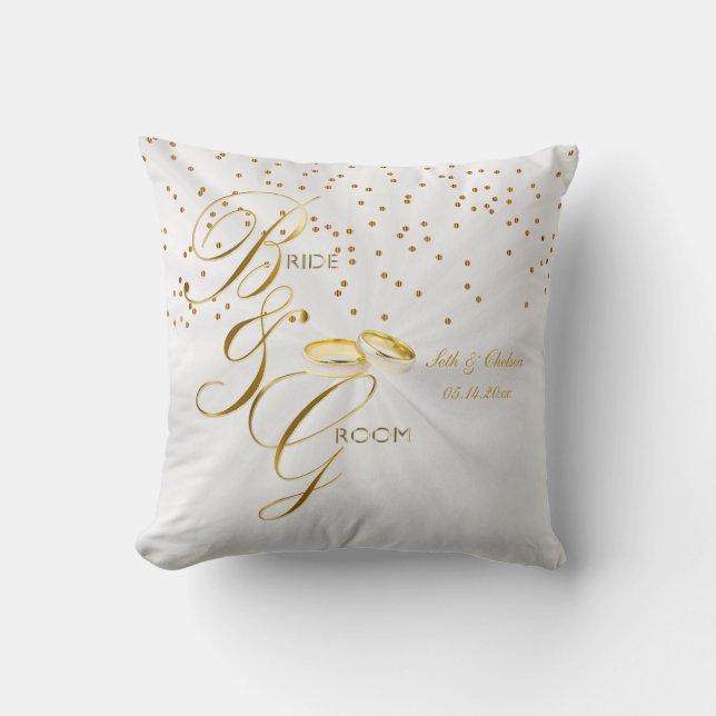 Elegant Bride & Groom Keepsake | Personalise Cushion (Front)