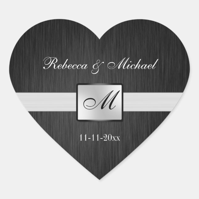 Elegant Bride & Groom Monogram Wedding Sticker (Front)