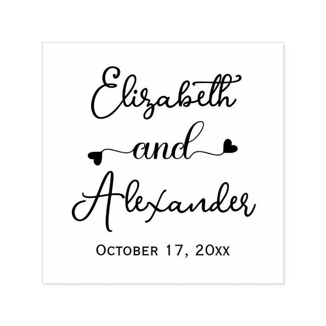 Elegant Bride Groom Names Wedding Calligraphy #2 Self-inking Stamp (Design)