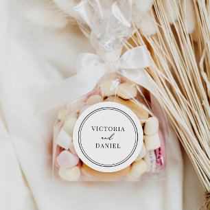 Elegant Bride Groom Names Wedding  Classic Round Sticker