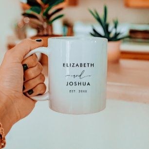 Elegant Bride & Groom Names Wedding Date Couple Coffee Mug