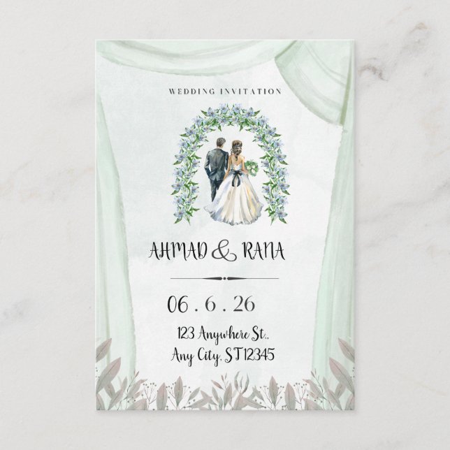 Elegant Bride & Groom Wedding Invite (Front)