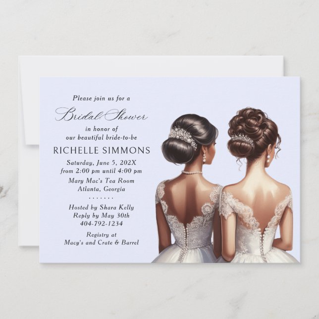 Elegant Bride in Gown Bridal Shower Invitation (Front)
