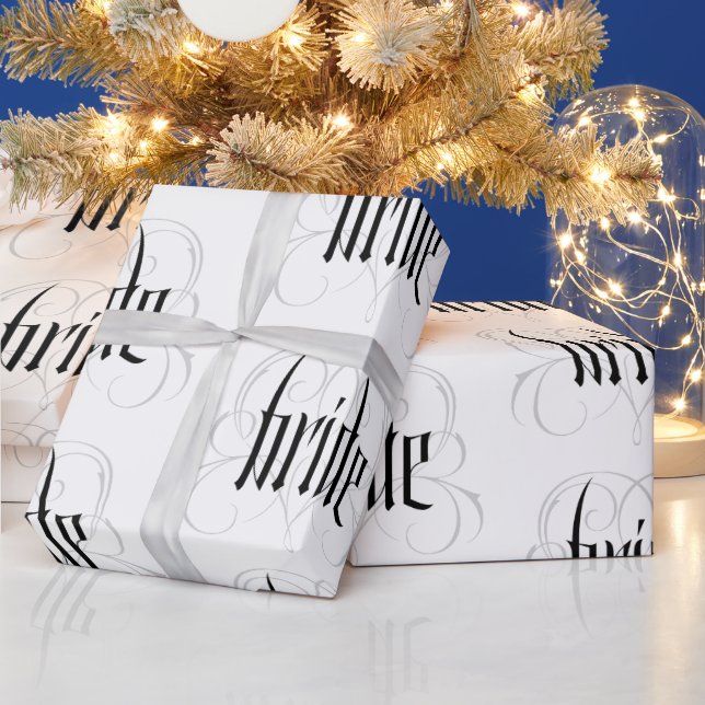 Elegant Bride Lettering Wedding Heart Fancy Lacey Wrapping Paper (Holidays)