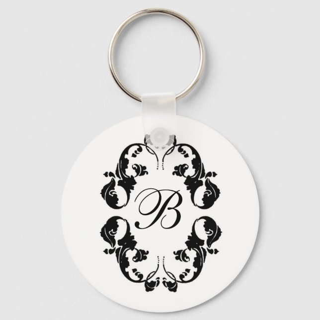 Elegant Bride Monogram Key Ring (Front)