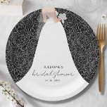 Elegant Bride on Black Bridal Shower  Paper Plate<br><div class="desc">A bride in her wedding dress over a white rose on a black (or any colour) background,  makes a beautiful addition to your bridal shower decor. MATCHING items in our store.</div>