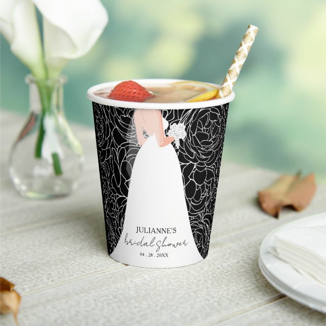 Elegant Bride on Black Paper Cups (Insitu)