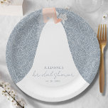 Elegant Bride on Dusty Blue Bridal Shower Paper Plate<br><div class="desc">A bride in her wedding dress over a white rose on a dusty blue (or any colour) background,  makes a beautiful addition to your bridal shower decor. MATCHING items in our store.</div>