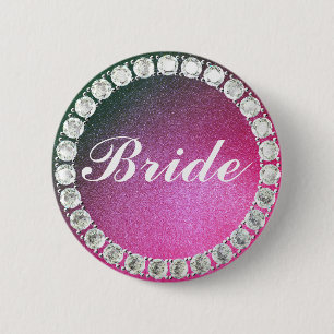 Elegant Bride pink glitter 6 Cm Round Badge