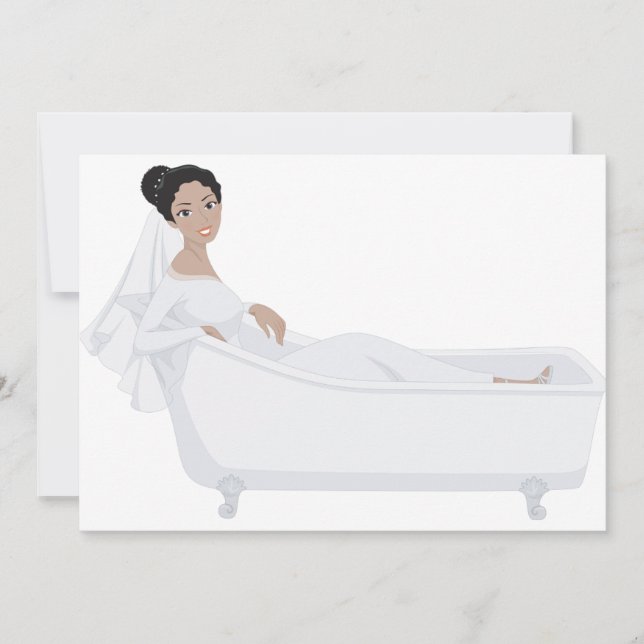 Elegant Bride Relaxing in Bathtub Wedding Design  Invitation (Front)