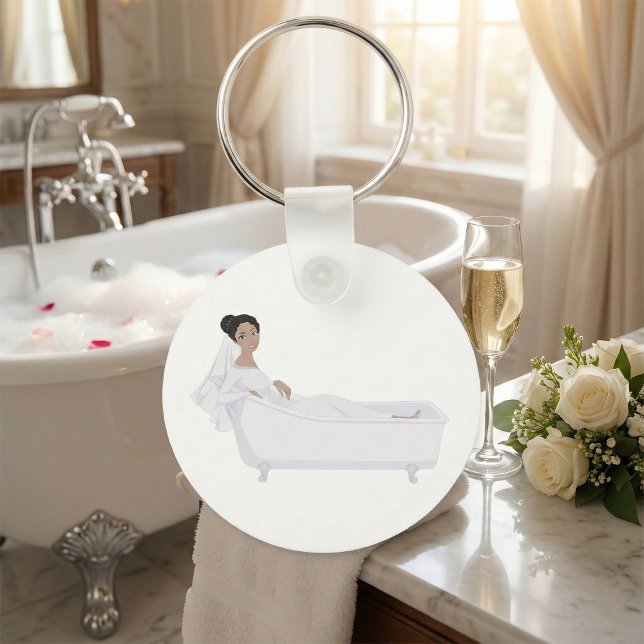 Elegant Bride Relaxing in Bathtub Wedding Design  Key Ring (Creator Uploaded)