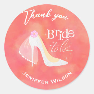 Elegant Bride To Be Bridal Shower Blush Pink Classic Round Sticker