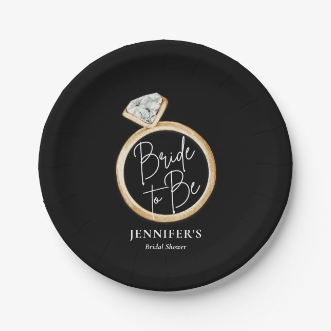 Elegant Bride To Be Bridal Shower Paper Plate (Front)