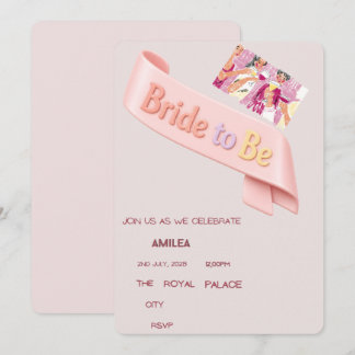 Elegant Bride‑to‑Be Invitation – Modern Pink Ribbo