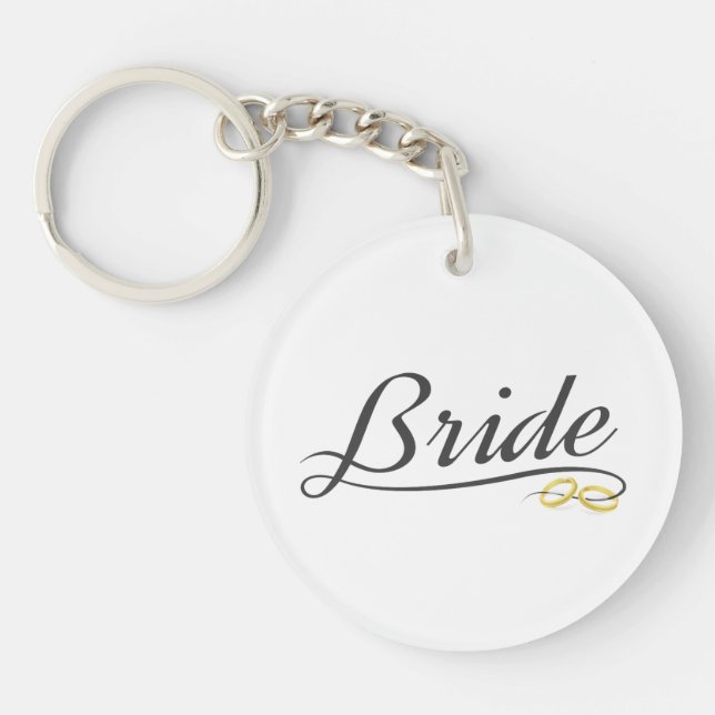 Elegant Bride Wedding Calligraphy | Keychain (Front)