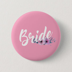 Elegant Bride Wedding Calligraphy Pin Button