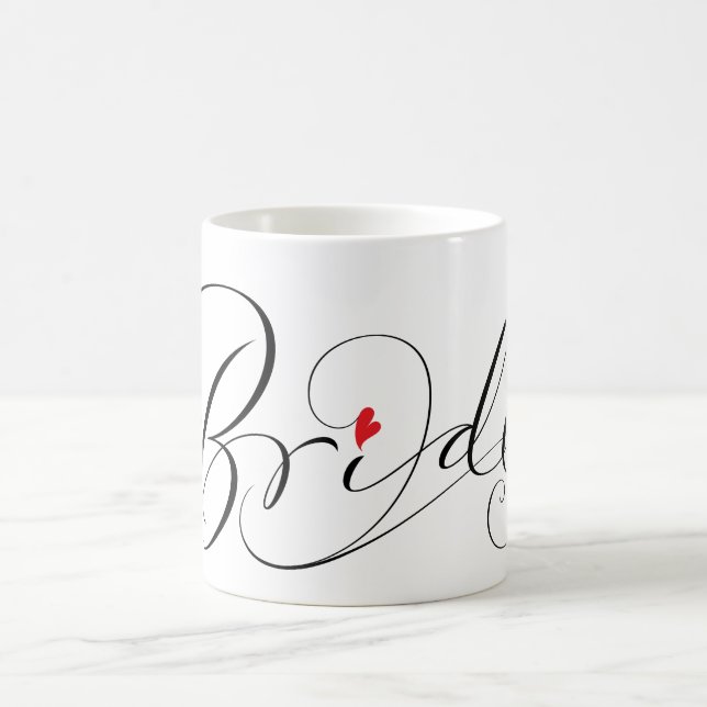 Elegant Bride Wrap Calligraphy Script Red Heart Coffee Mug (Center)