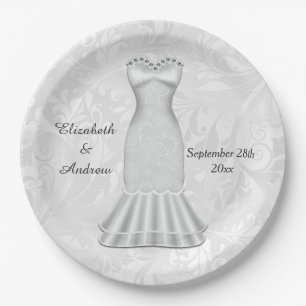 Elegant Brides Wedding Gown Paper Plate