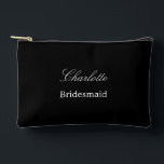 Elegant Bridesmaid Black Accessory Pouch<br><div class="desc">Elegant Bridesmaid Black Accessory Pouch, please personalise the name of the bridesmaid, using the online personalisation template before ordering. The personalisation template may also easily be used to personalise the design for other wedding guest roles, such as Maid of Honour, by changing the relevant text accordingly before before adding to...</div>