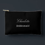 Elegant Bridesmaid Black Accessory Pouch<br><div class="desc">Elegant Bridesmaid Black Accessory Pouch, please personalise the name of the bridesmaid, using the online personalisation template before ordering. The personalisation template may also easily be used to personalise the design for other wedding guest roles, such as Maid of Honour, by changing the relevant text accordingly before before adding to...</div>