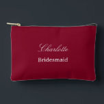 Elegant Bridesmaid Burgundy Accessory Pouch<br><div class="desc">Elegant Bridesmaid Burgundy Accessory Pouch, please personalise the name of the bridesmaid, using the online personalisation template before ordering. The personalisation template may also easily be used to personalise the design for other wedding guest roles, such as Maid of Honour, by changing the relevant text accordingly before before adding to...</div>