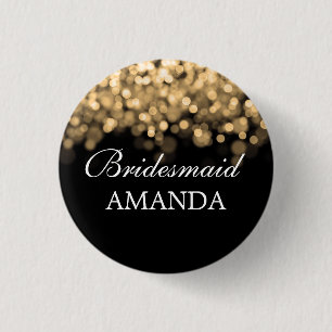 Elegant Bridesmaid Favour Gold Lights 3 Cm Round Badge