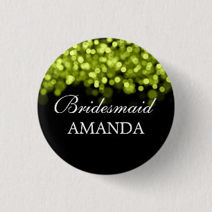 Elegant Bridesmaid Favour Green Lights 3 Cm Round Badge