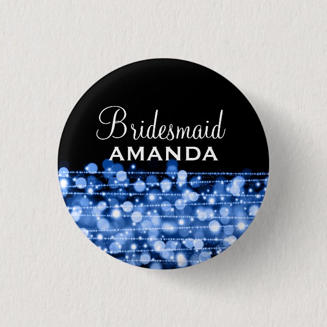 Elegant Bridesmaid Favour Party Sparkles Blue 3 Cm Round Badge (Front)