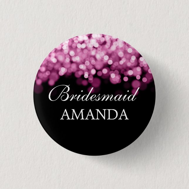 Elegant Bridesmaid Favour Pink Lights 3 Cm Round Badge (Front)