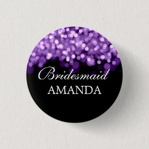 Elegant Bridesmaid Favour Purple Lights 3 Cm Round Badge