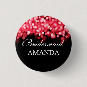 Elegant Bridesmaid Favour Red Lights 3 Cm Round Badge
