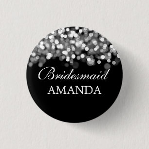 Elegant Bridesmaid Favour Silver Lights 3 Cm Round Badge
