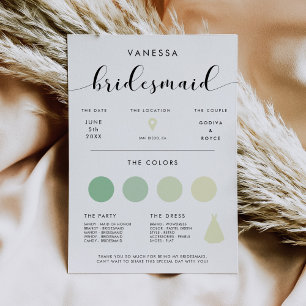 Elegant Bridesmaid info card