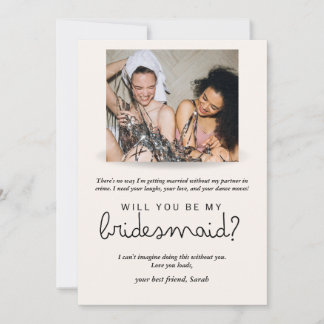 Elegant Bridesmaid Proposal Card with Custom Photo