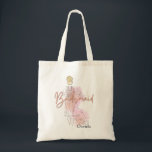 Elegant Bridesmaid   Tote Bag<br><div class="desc">The design features the silhouette of an elegant bridesmaid in a soft pink hue,  highlighted with a beautiful splash of watercolor. The combination creates a romantic and graceful ambiance,  perfect to set the tone for a dreamy wedding.
Tags:</div>