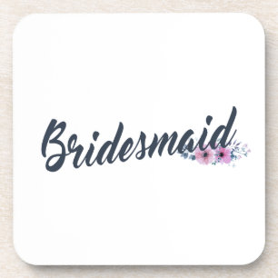 Elegant Bridesmaid Wedding Calligraphy   Coaster