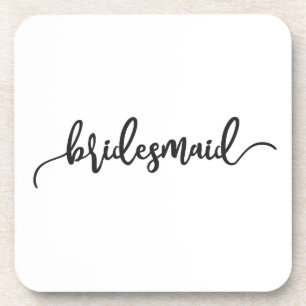 Elegant Bridesmaid Wedding Calligraphy Coaster