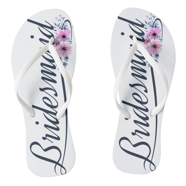 Elegant Bridesmaid Wedding Calligraphy Flip Flops (Footbed)