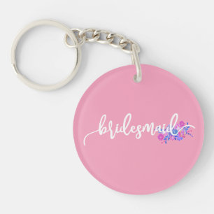 Elegant Bridesmaid Wedding Calligraphy Keychain